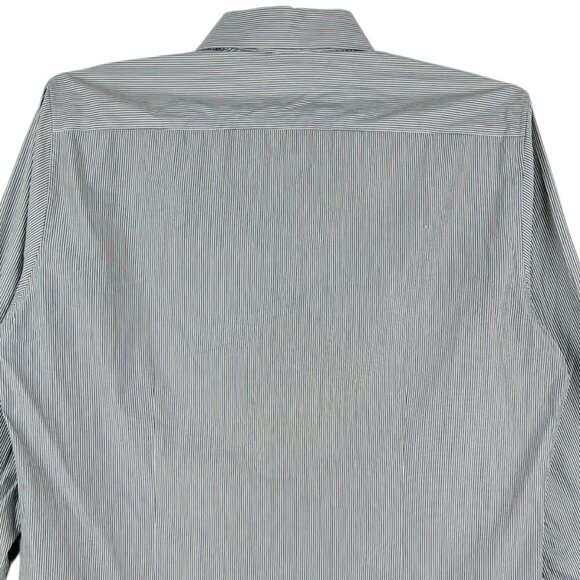 Theory Men's Grey Striped Button-Down Shirt Size L Long Sleeve Professional Wear - Picture 4 of 10